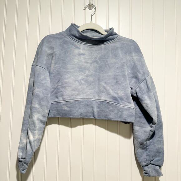 POPFLEX Tops - PopFlex Stunning Cropped Sweatshirt Mock Neck Blue Tie Dye Size Small